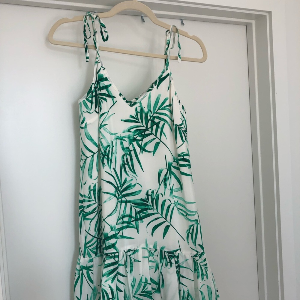 Amanda Uprichard Palm Print Silk Dress